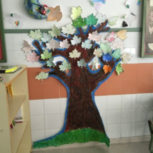 arbre amb fulles escrites com a activitat per fomentar la passió per la lectura