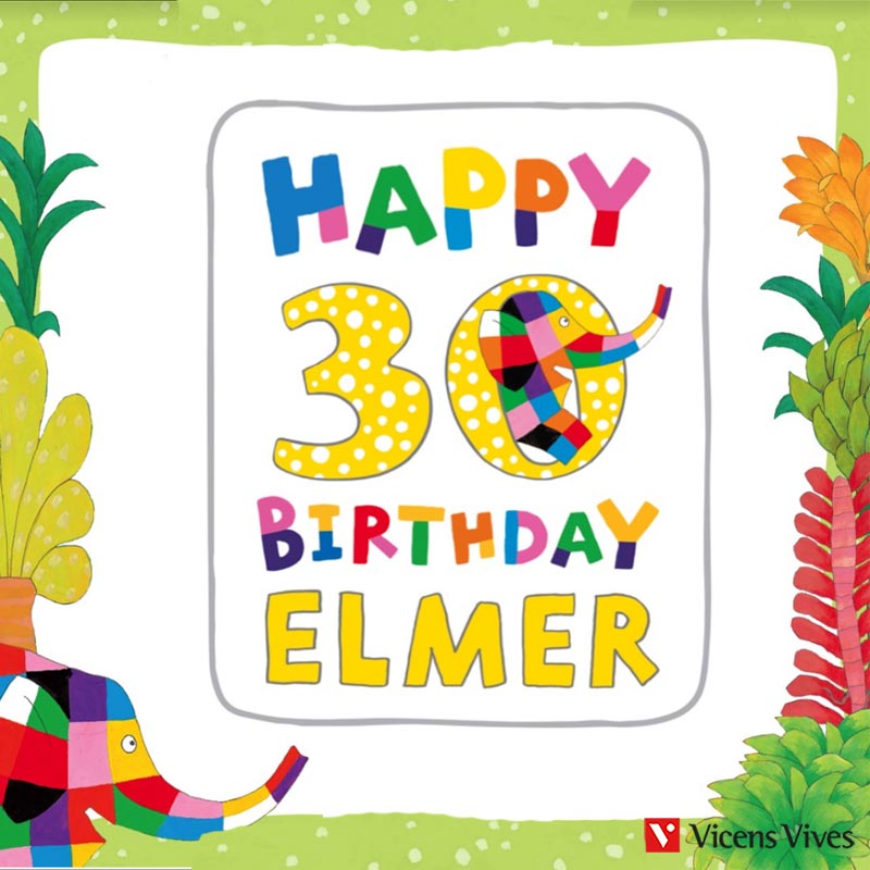 Tarjeta de felicitación a Elmer de 30 años para celebrar el Día de Elmer 