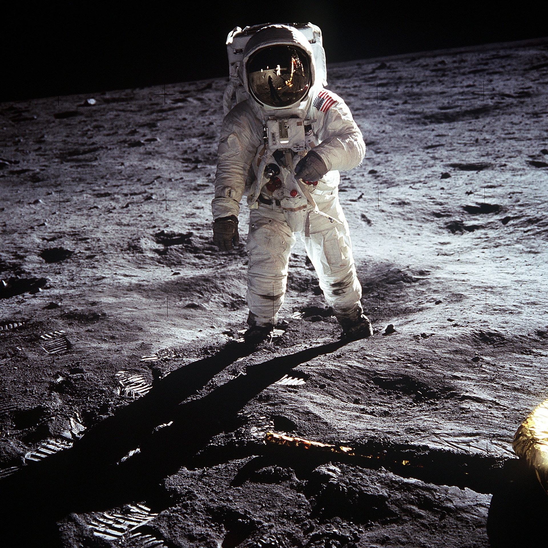 Buzz Aldrin sobre la luna para ilustrar el aniversario de la llegada a la luna