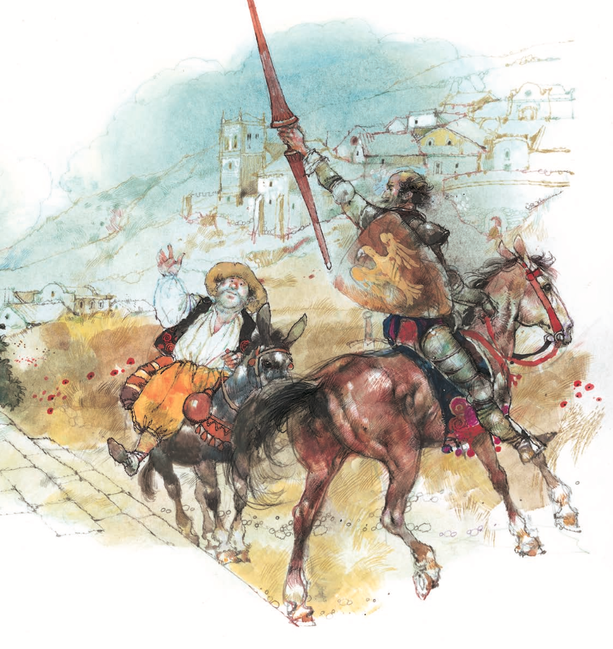 Don Quijote y Sancho ilustrados por Victor Ambrus