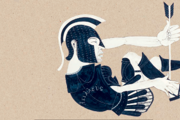Aquiles herido para ilustrar la Ilíada y la Odisea