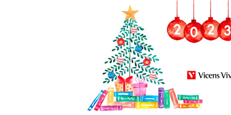 Dibujo de Árbol navideño para desear Felices fiestas con un año de retos educativos