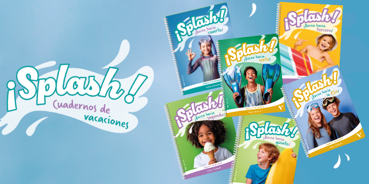 Portadas de los cuadernos ¡Splash! de Vicens Vives para diferentes cursos de Primaria
